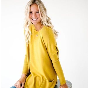 Roolee Crispen Pocket Sweater in Mustard